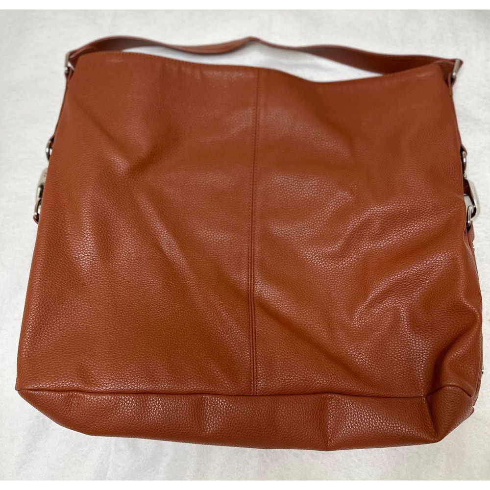 Jewell Hobo Bag Women Large Brown Pebbled Faux Leather Magnetic Good - Picture 3 of 8